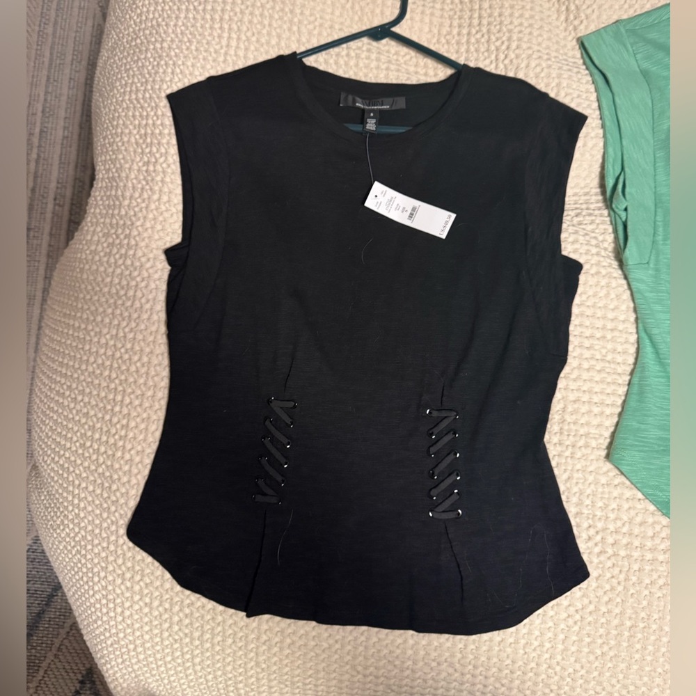 Black Sleeveless lace front  Top WHBM